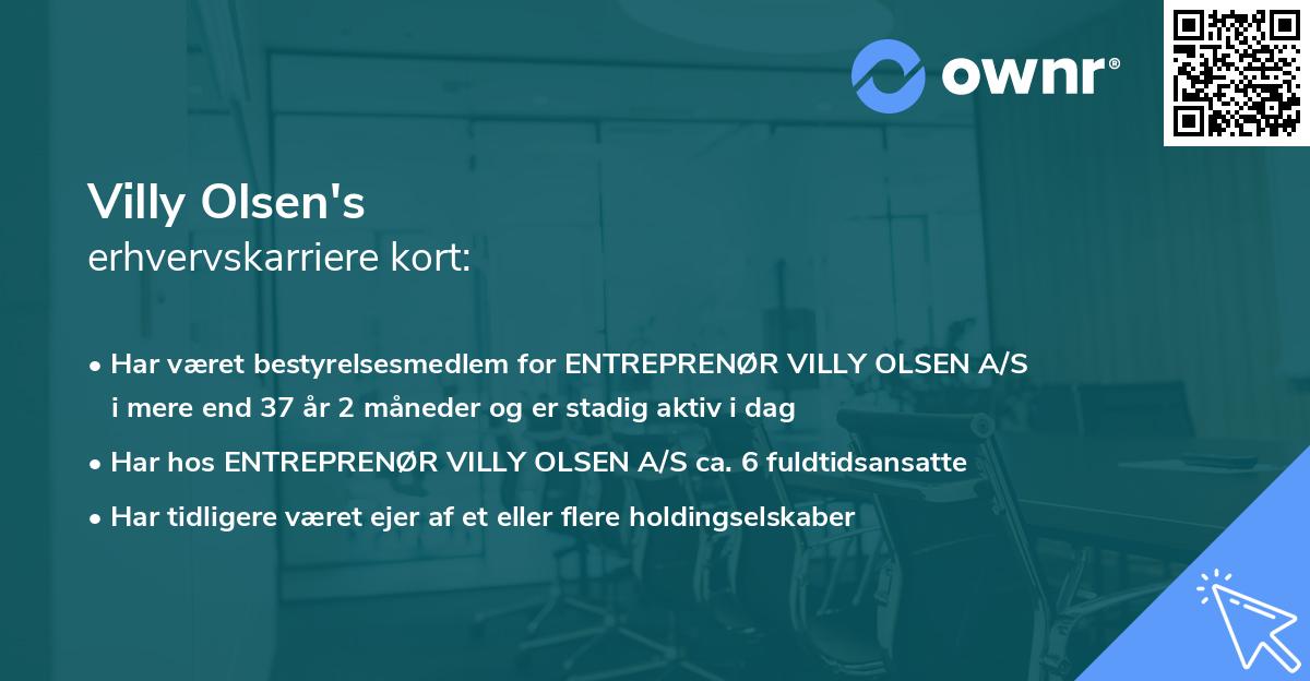 Villy Olsen's erhvervskarriere kort