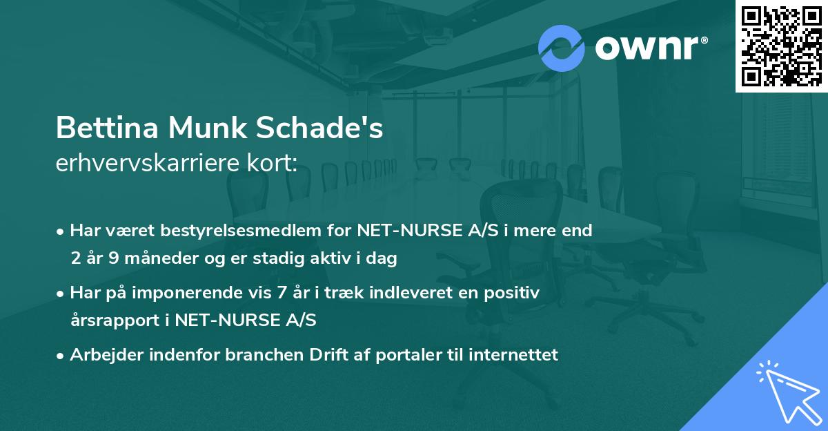 Bettina Munk Schade's erhvervskarriere kort
