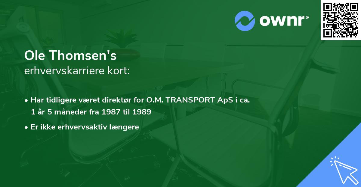 Ole Thomsen's erhvervskarriere kort