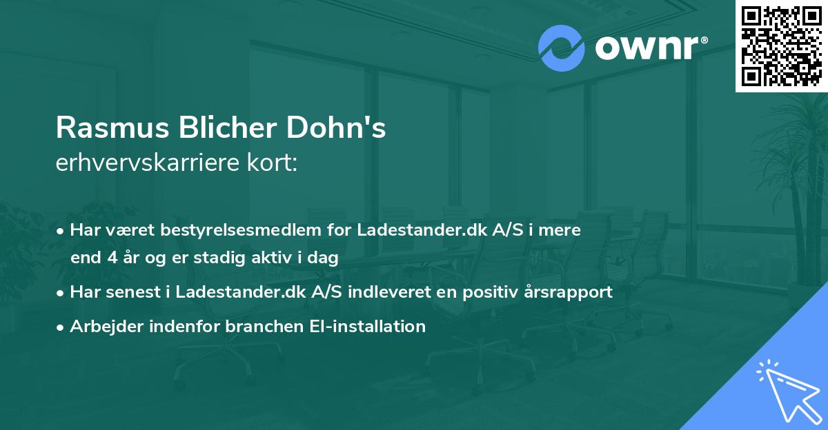 Rasmus Blicher Dohn's erhvervskarriere kort