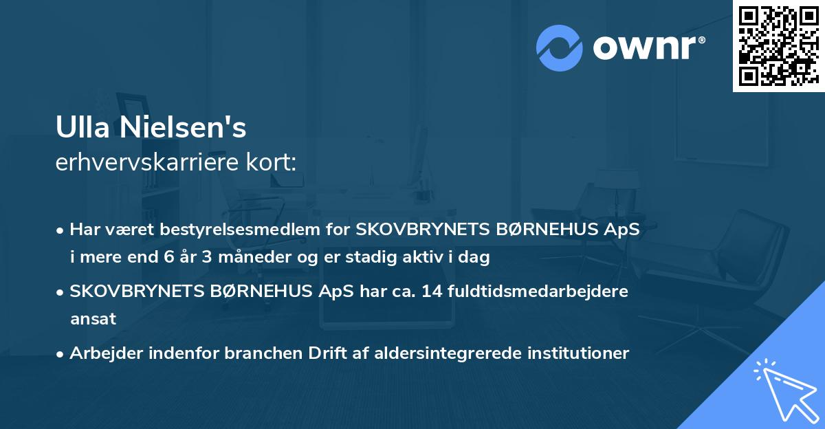 Ulla Nielsen's erhvervskarriere kort