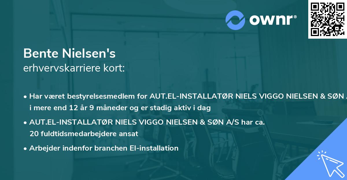 Bente Nielsen's erhvervskarriere kort