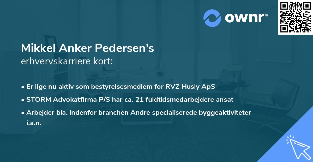 Mikkel Anker Pedersen's erhvervskarriere kort