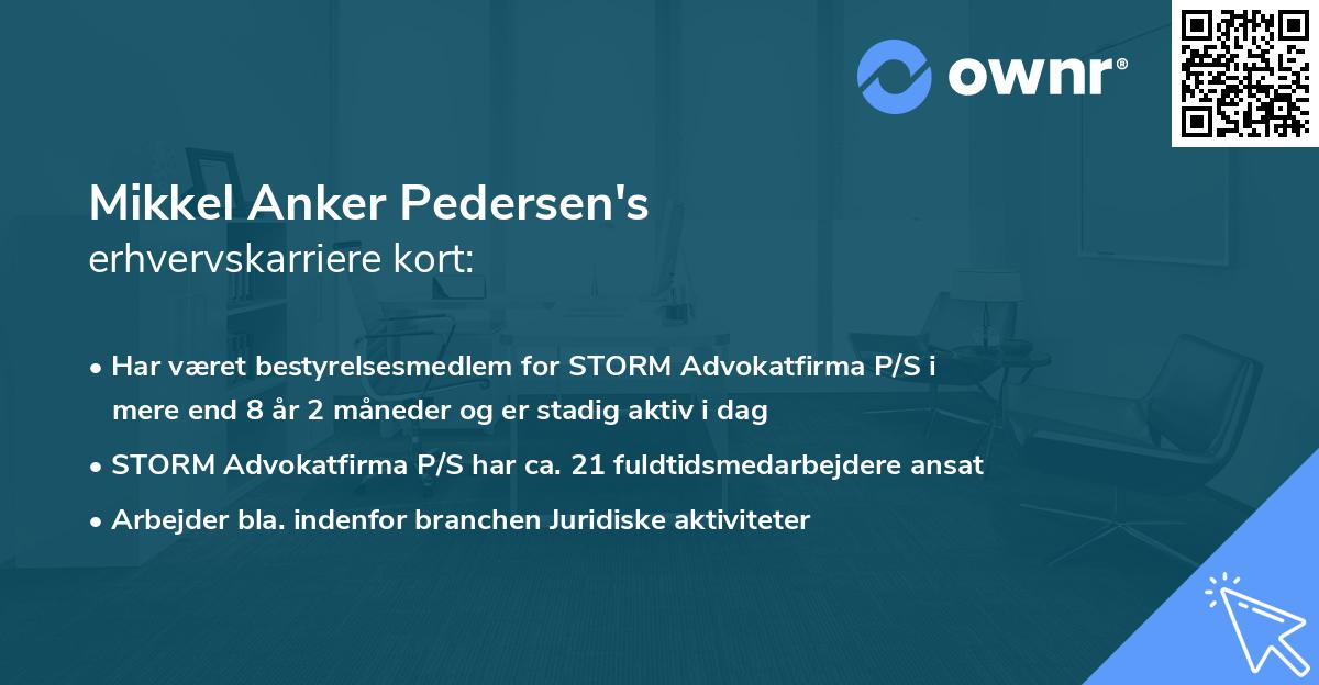 Mikkel Anker Pedersen's erhvervskarriere kort