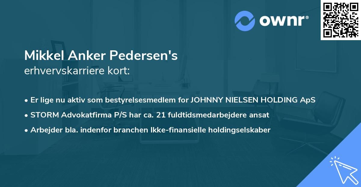 Mikkel Anker Pedersen's erhvervskarriere kort