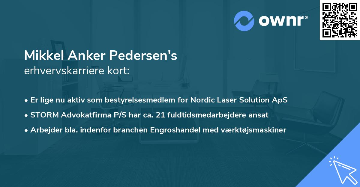 Mikkel Anker Pedersen's erhvervskarriere kort