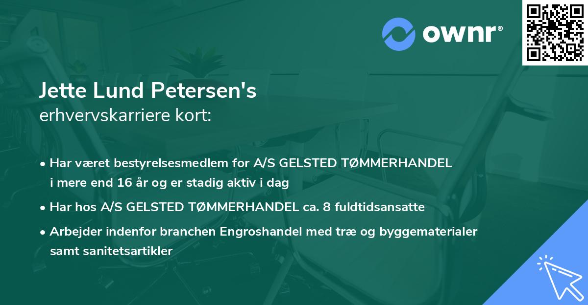 Jette Lund Petersen's erhvervskarriere kort