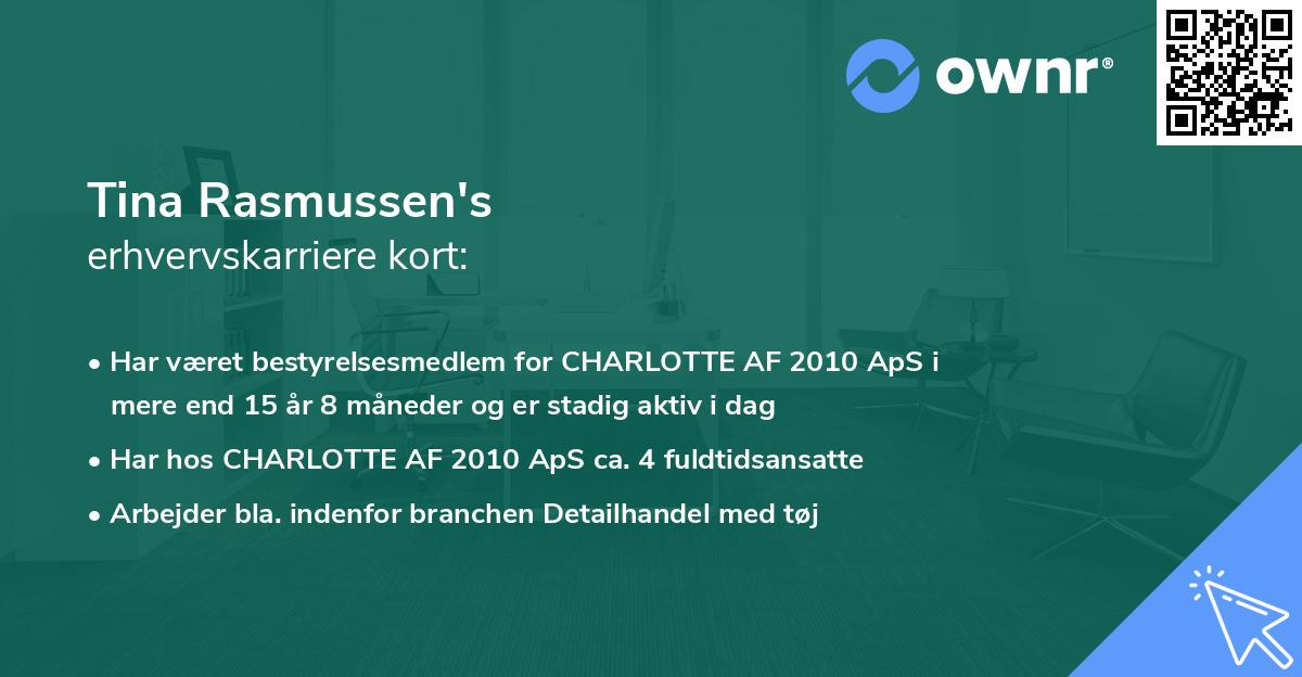 Tina Rasmussen's erhvervskarriere kort
