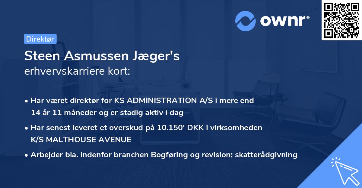 Steen Asmussen Jæger's erhvervskarriere kort