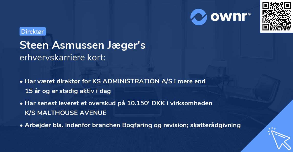 Steen Asmussen Jæger's erhvervskarriere kort