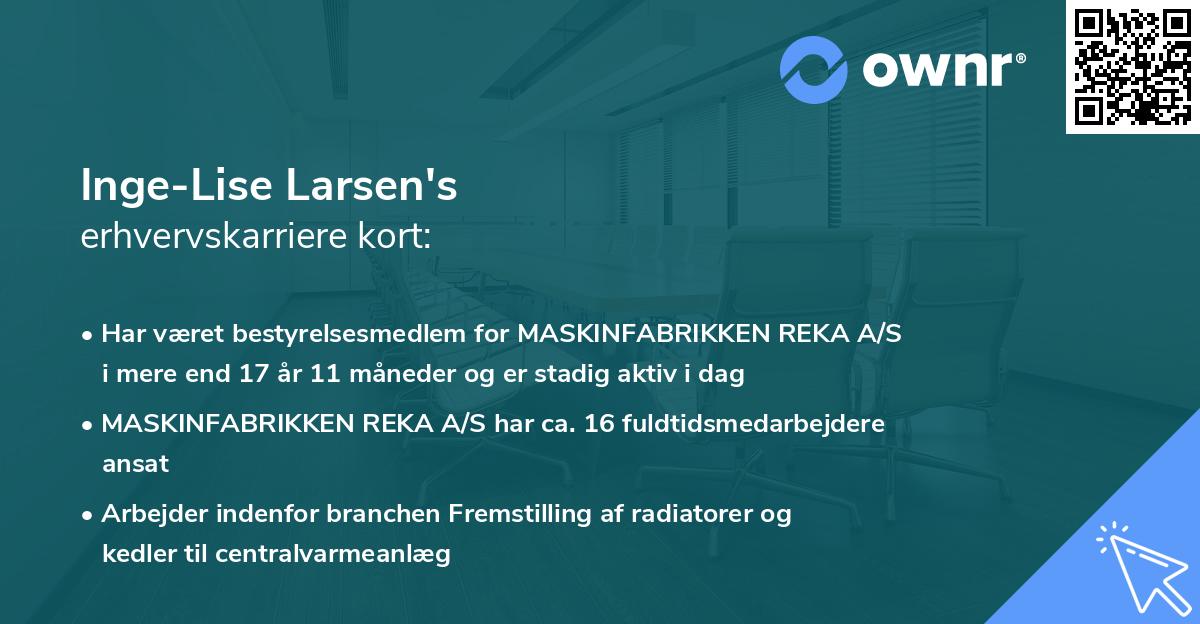 Inge-Lise Larsen's erhvervskarriere kort