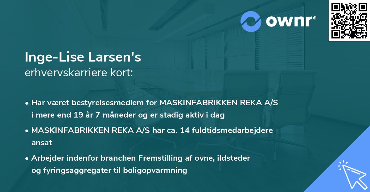 Inge-Lise Larsen's erhvervskarriere kort
