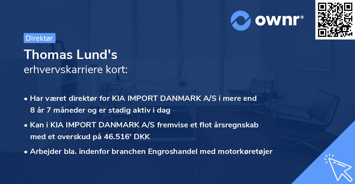 Thomas Lund's erhvervskarriere kort