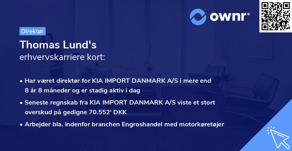 Thomas Lund's erhvervskarriere kort