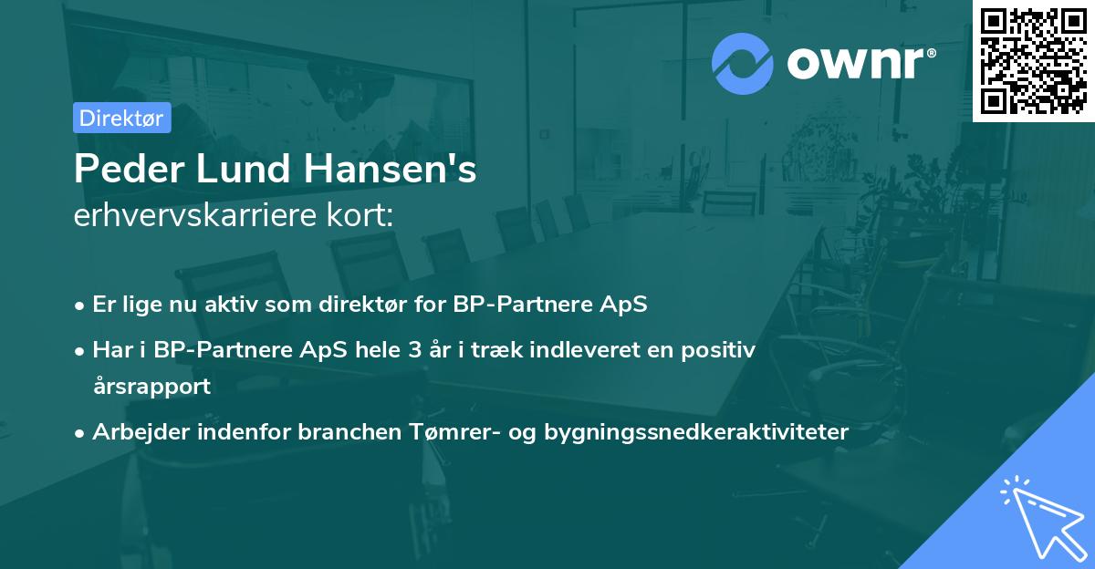 Peder Lund Hansen's erhvervskarriere kort