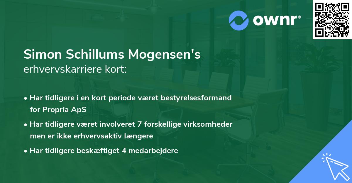 Simon Schillums Mogensen's erhvervskarriere kort