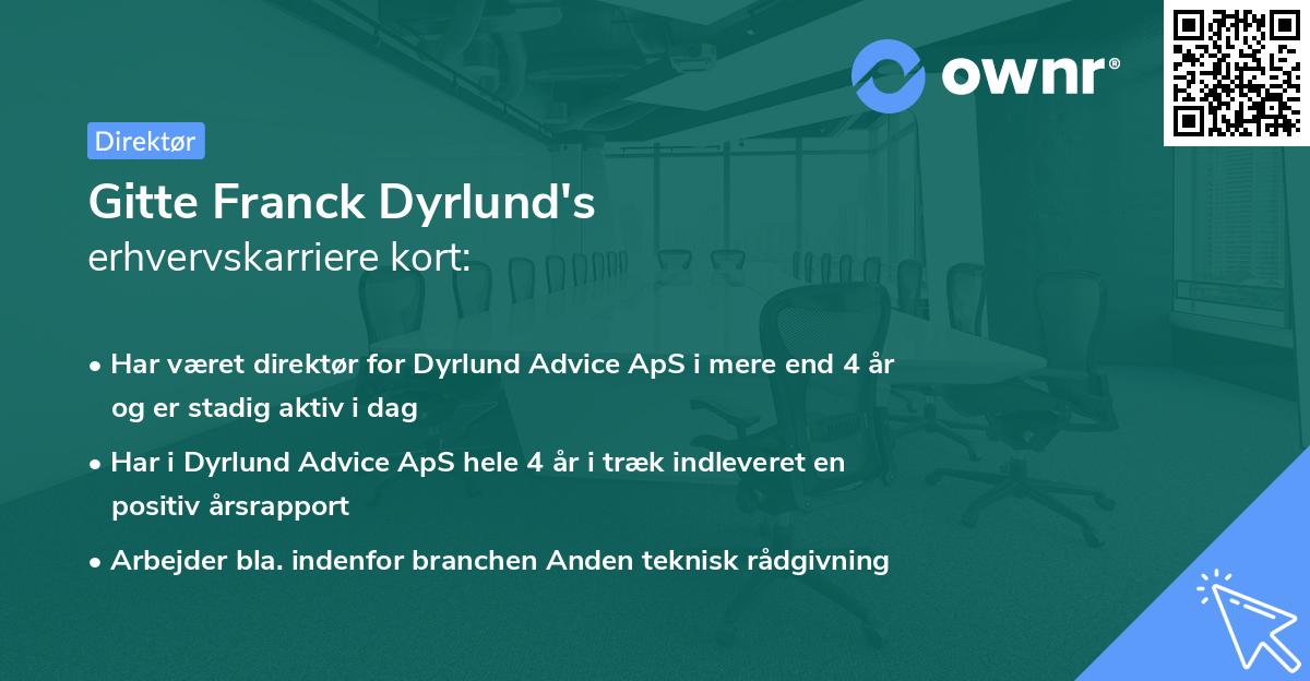 Gitte Franck Dyrlund's erhvervskarriere kort