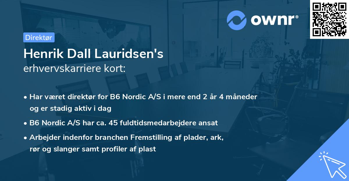Henrik Dall Lauridsen's erhvervskarriere kort