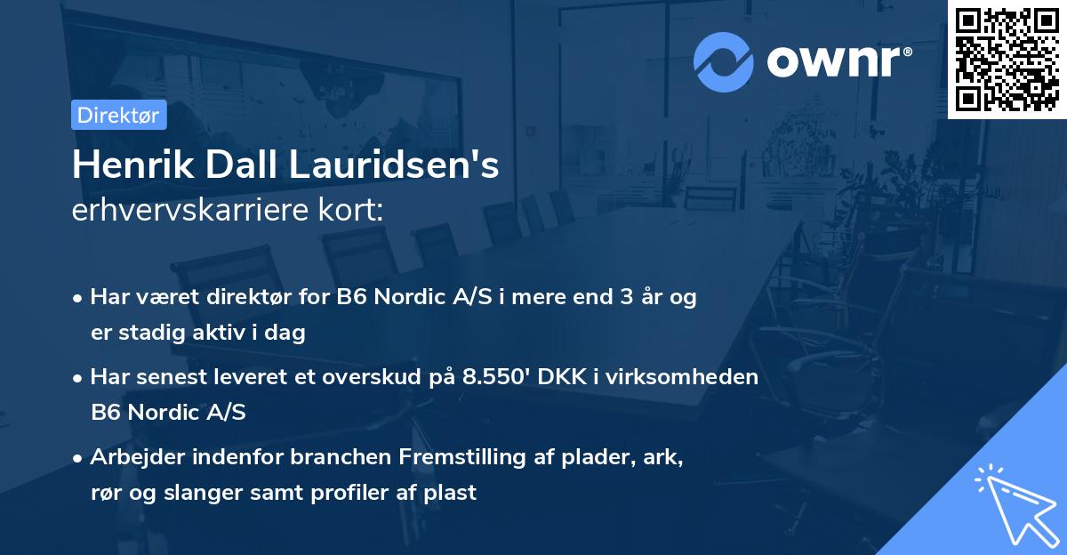 Henrik Dall Lauridsen's erhvervskarriere kort