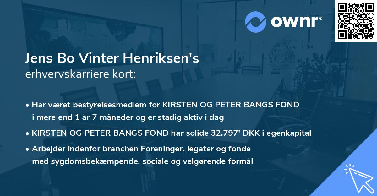 Jens Bo Vinter Henriksen's erhvervskarriere kort