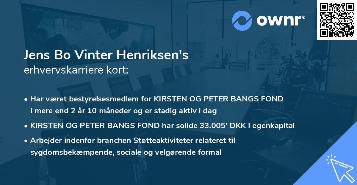 Jens Bo Vinter Henriksen's erhvervskarriere kort