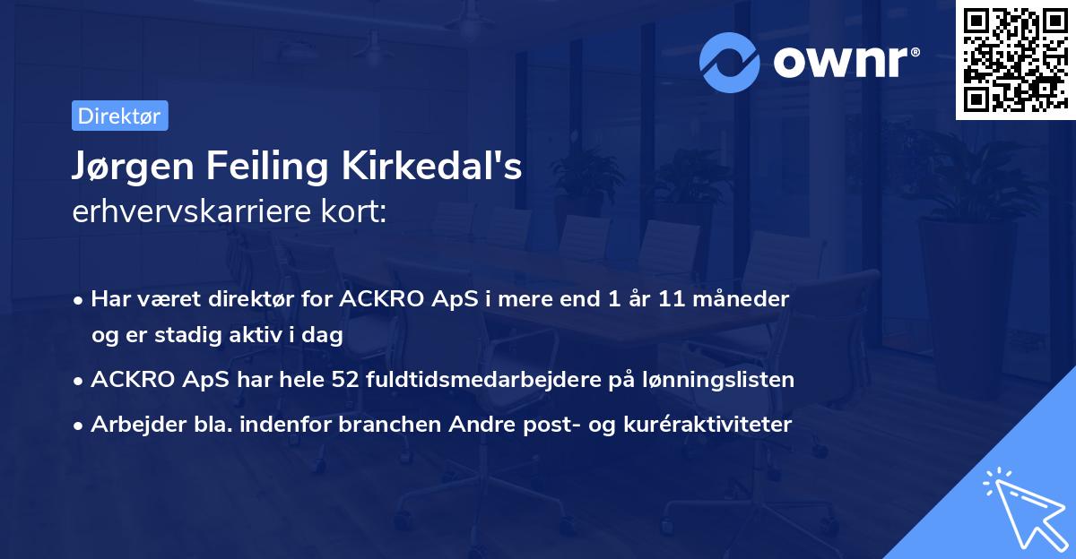 Jørgen Feiling Kirkedal's erhvervskarriere kort