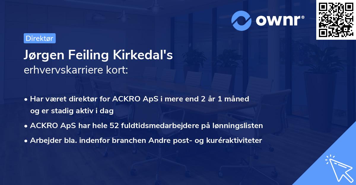 Jørgen Feiling Kirkedal's erhvervskarriere kort