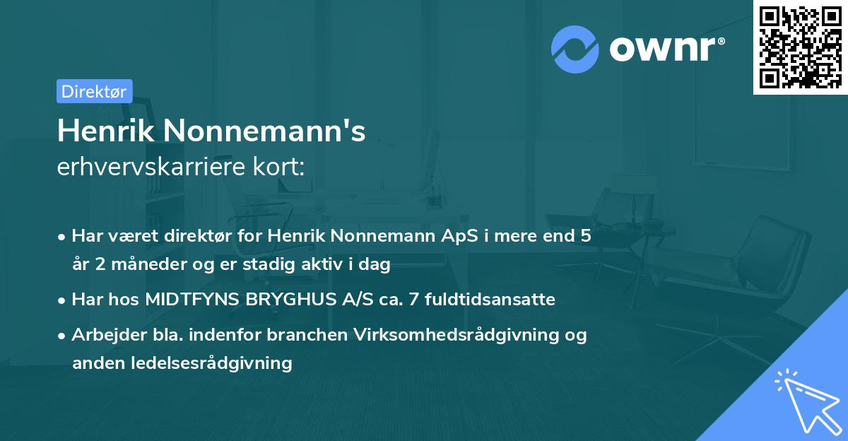 Henrik Nonnemann's erhvervskarriere kort