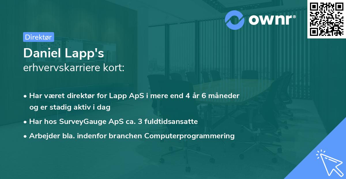 Daniel Lapp's erhvervskarriere kort