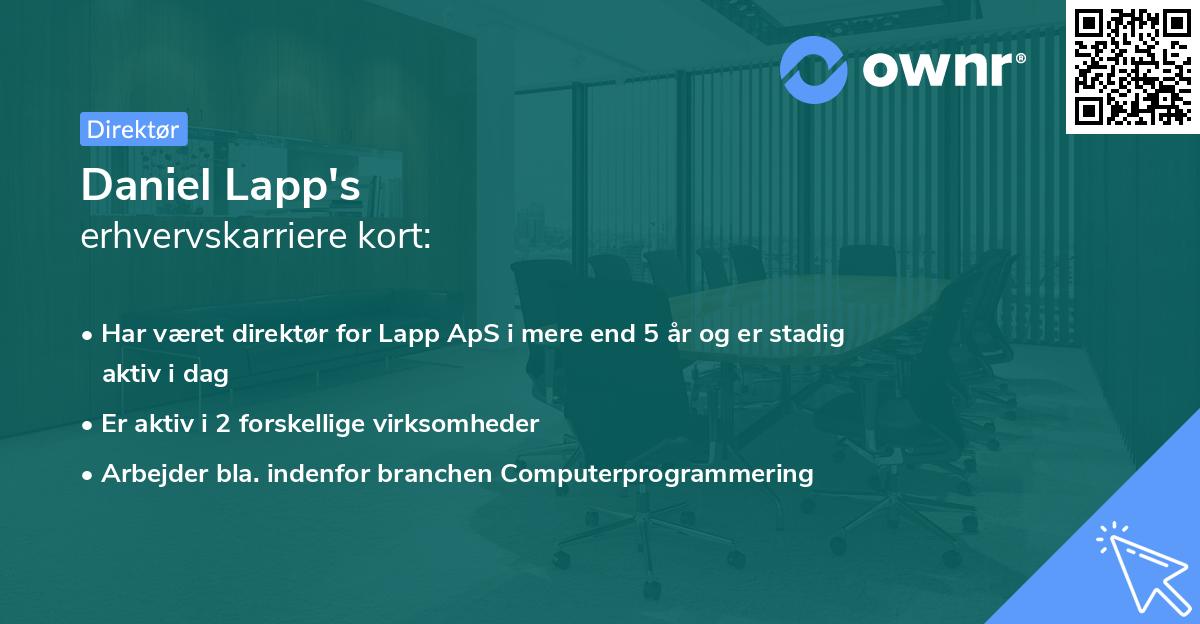 Daniel Lapp's erhvervskarriere kort