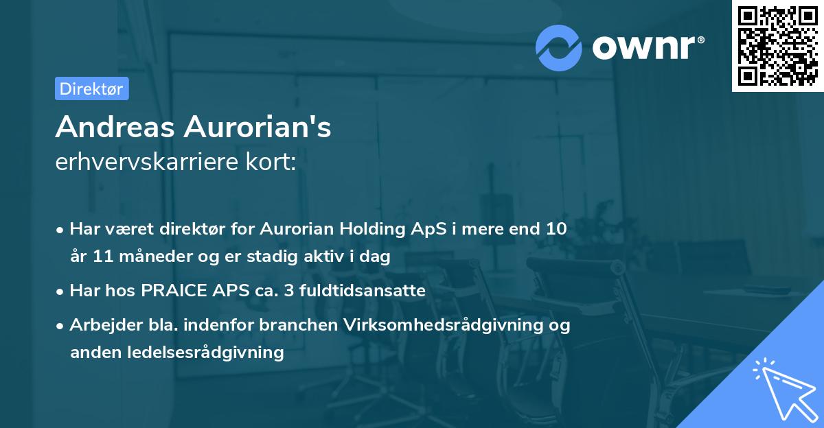 Andreas Aurorian's erhvervskarriere kort