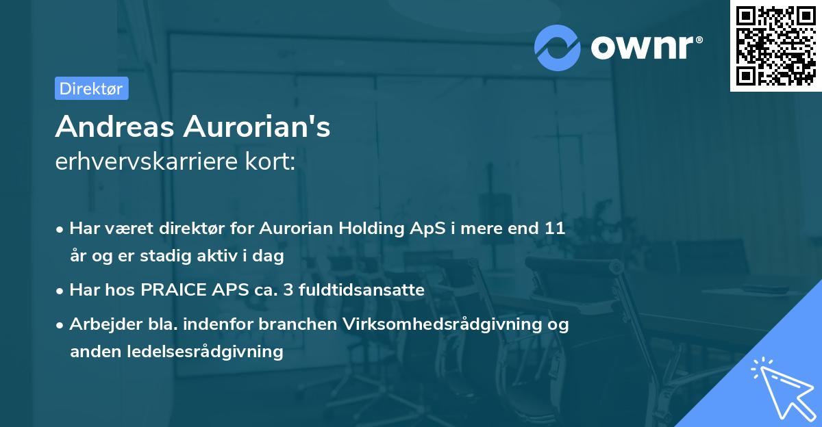 Andreas Aurorian's erhvervskarriere kort