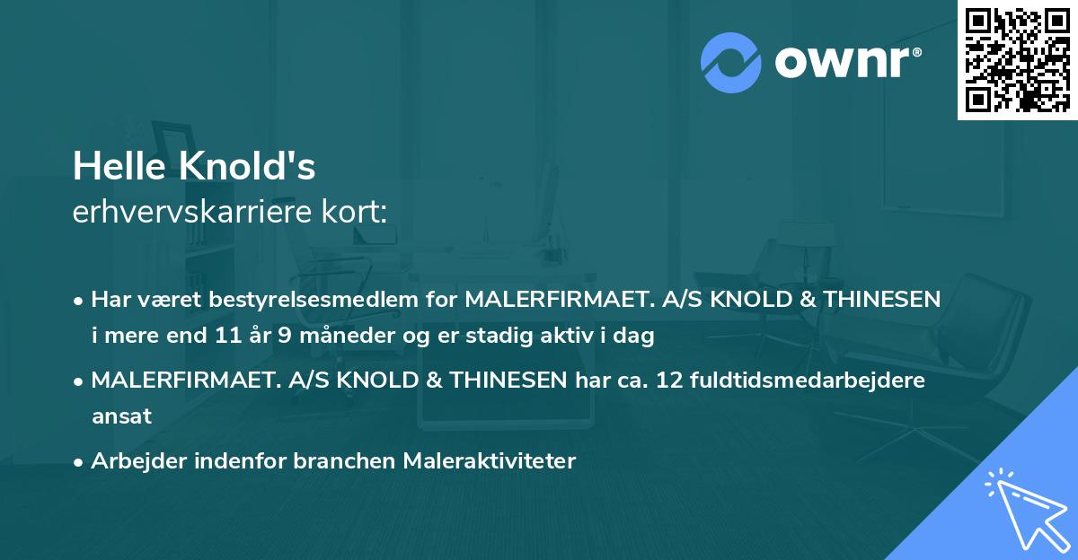 Helle Knold's erhvervskarriere kort