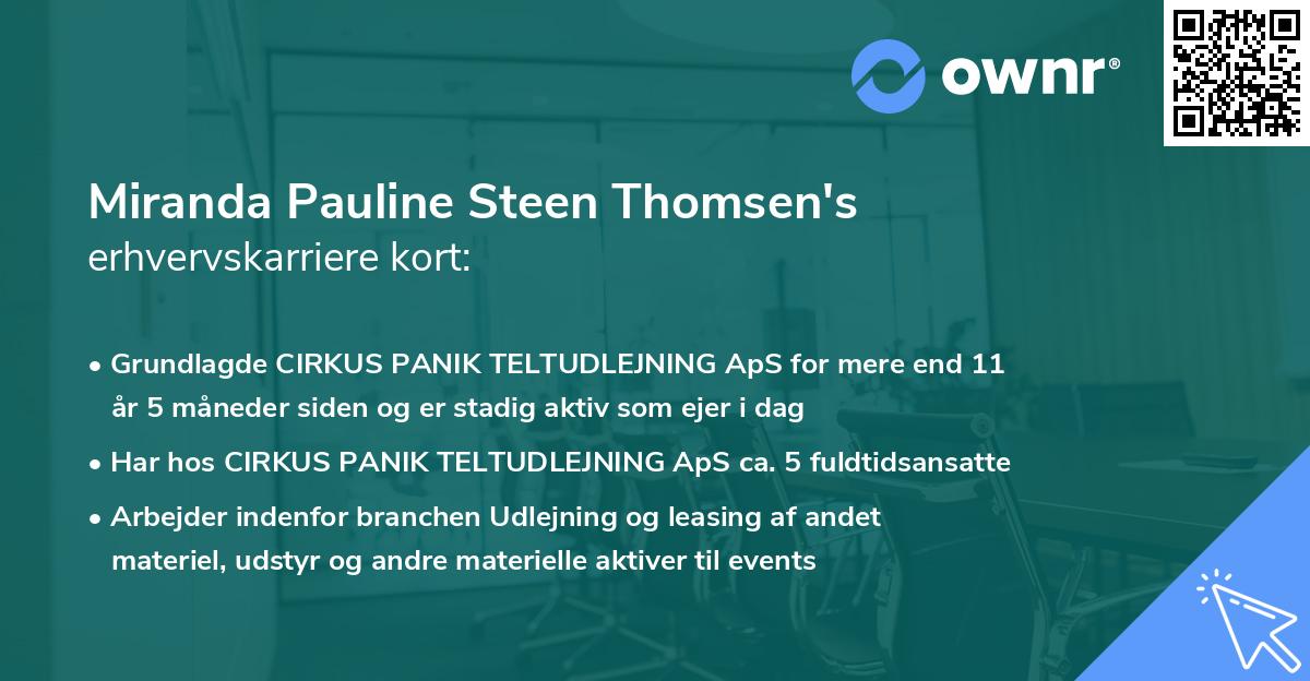 Miranda Pauline Steen Thomsen's erhvervskarriere kort
