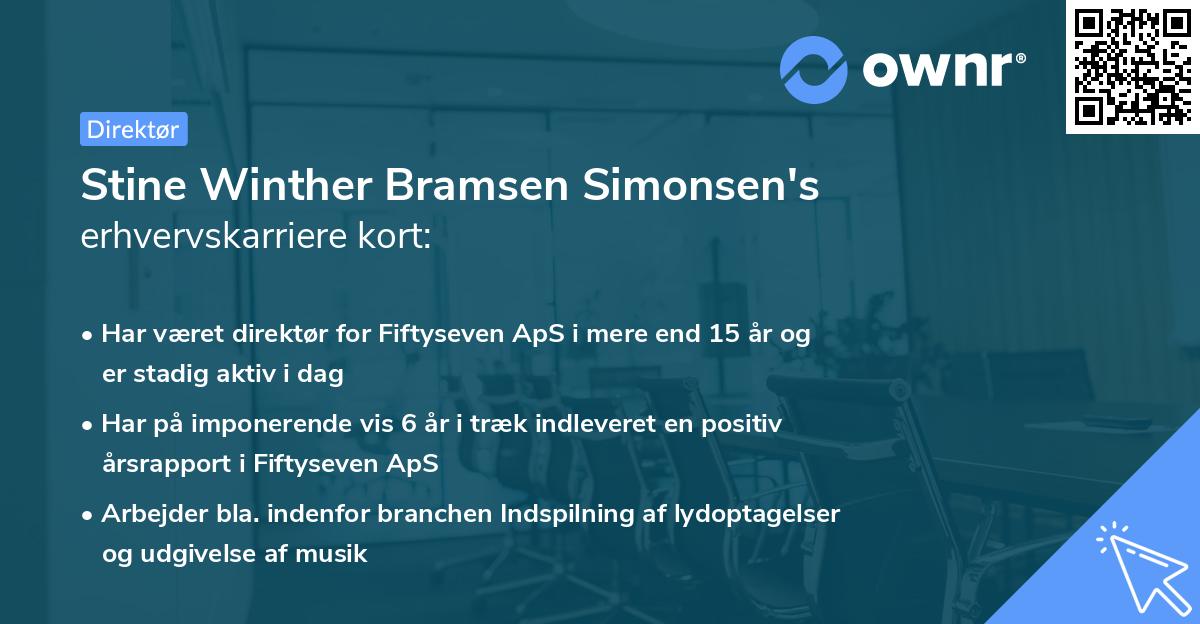 Stine Winther Bramsen Simonsen's erhvervskarriere kort