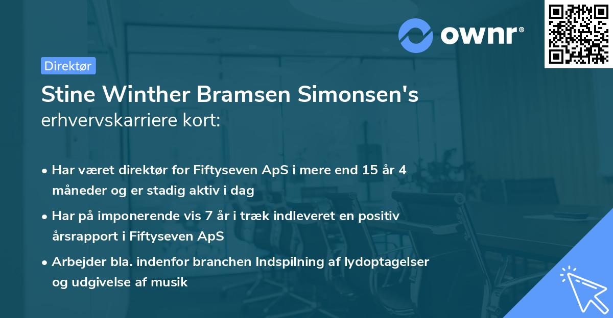 Stine Winther Bramsen Simonsen's erhvervskarriere kort