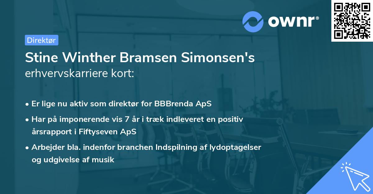 Stine Winther Bramsen Simonsen's erhvervskarriere kort