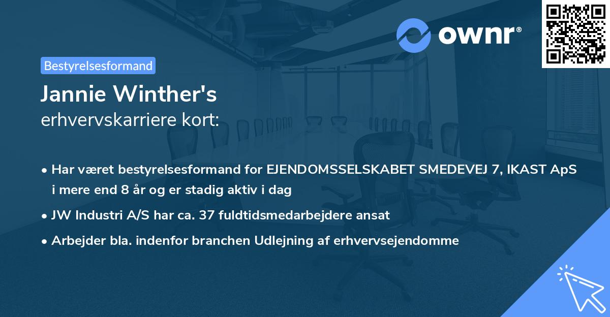 Jannie Winther's erhvervskarriere kort