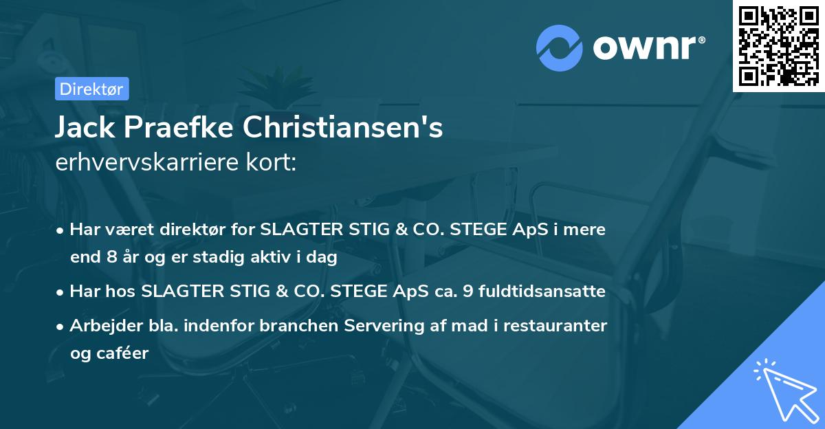 Jack Praefke Christiansen's erhvervskarriere kort