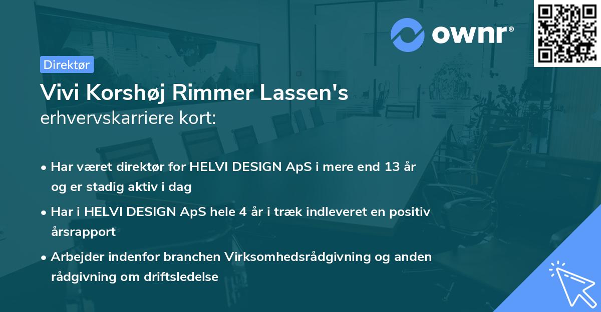 Vivi Korshøj Rimmer Lassen's erhvervskarriere kort