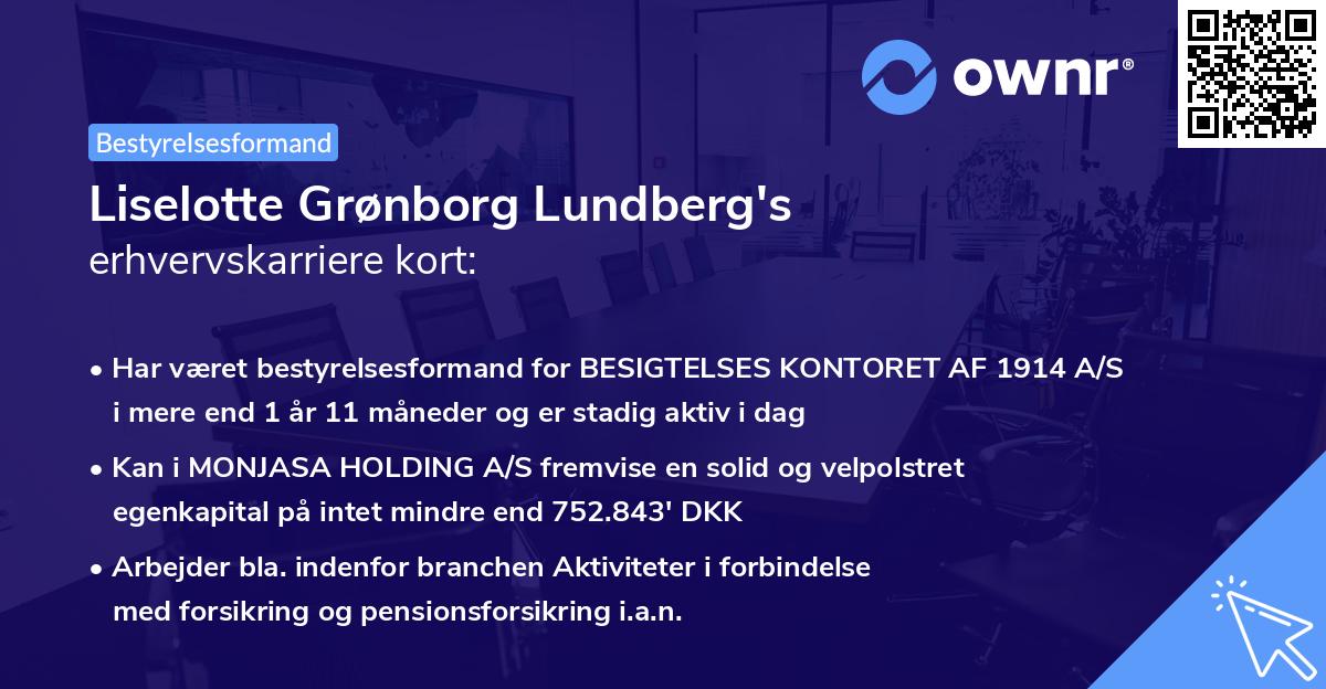 Liselotte Grønborg Lundberg's erhvervskarriere kort