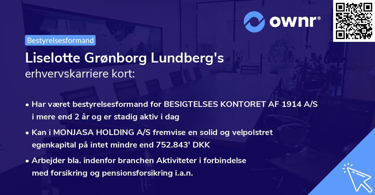 Liselotte Grønborg Lundberg's erhvervskarriere kort
