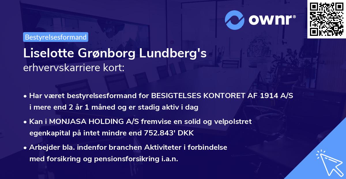 Liselotte Grønborg Lundberg's erhvervskarriere kort
