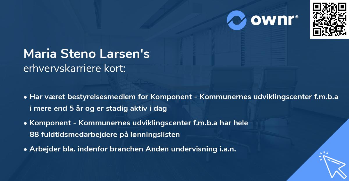 Maria Steno Larsen's erhvervskarriere kort