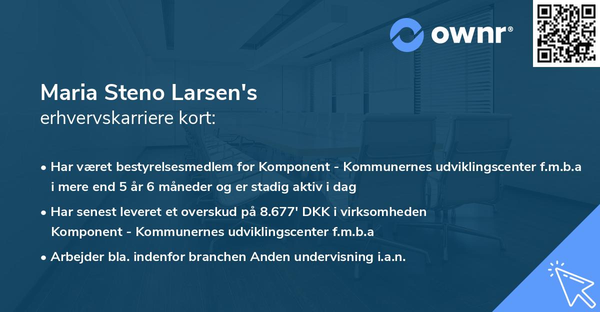 Maria Steno Larsen's erhvervskarriere kort