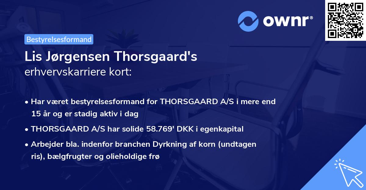 Lis Jørgensen Thorsgaard's erhvervskarriere kort