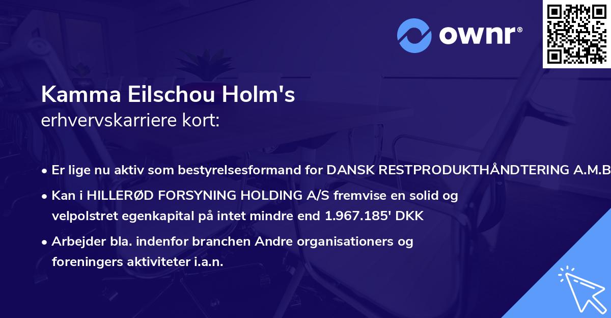 Kamma Eilschou Holm's erhvervskarriere kort