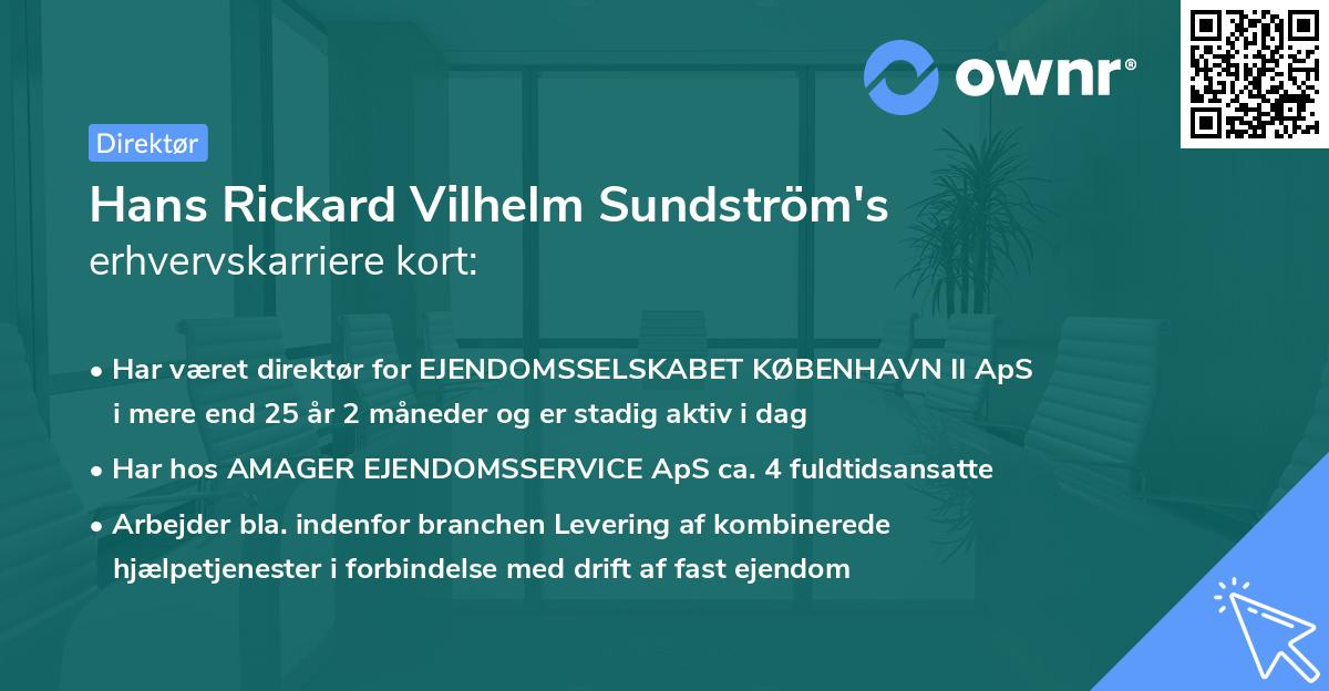 Hans Rickard Vilhelm Sundström's erhvervskarriere kort