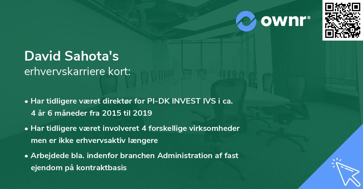 David Sahota's erhvervskarriere kort