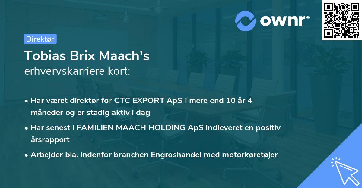 Tobias Brix Maach's erhvervskarriere kort